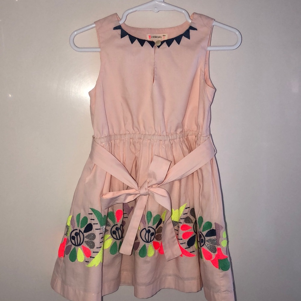 Crewcuts pink dress with embroidered detail